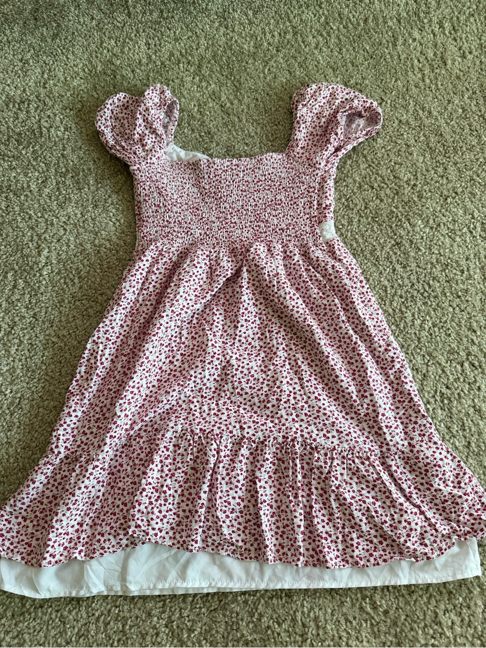 Hollister Pink Floral Smocked Dress with Ruffle Trim